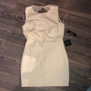 Lulus white body con Dress with lace details